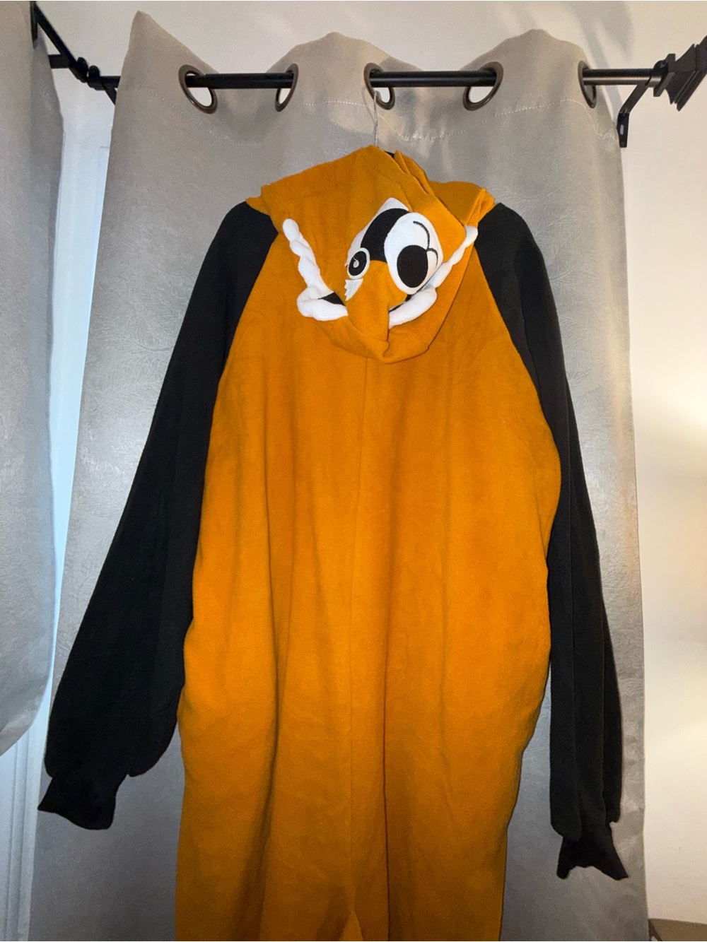 Amazon Orange and Black Fleece Hooded Raccoon Onesie Kigurumi Pajama